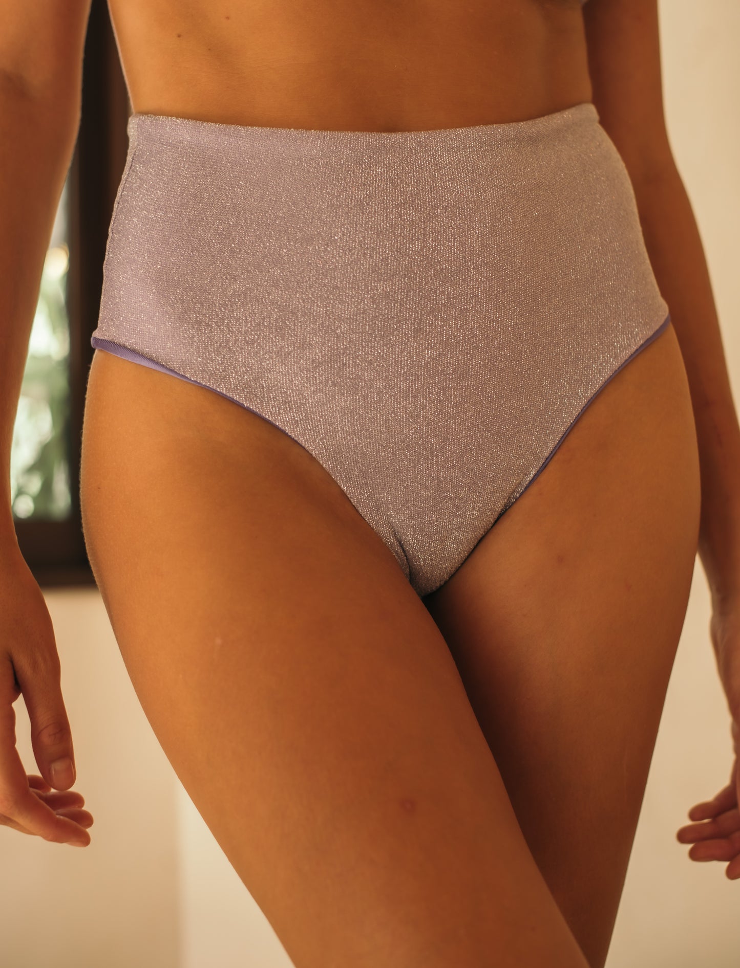 Purple Glitter Retro High-Waist