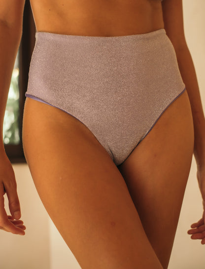 Purple Glitter Retro High-Waist